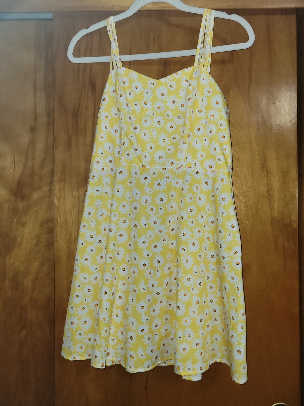 SHEIN Yellow Daisy Tea Dress with Double Straps